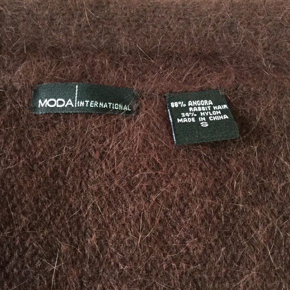 Moda International Angora rabbit fur blend open front Cardigan sweater small - Picture 14 of 17